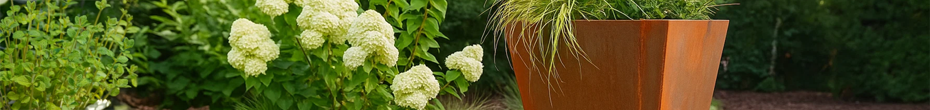 Corten steel cone planters