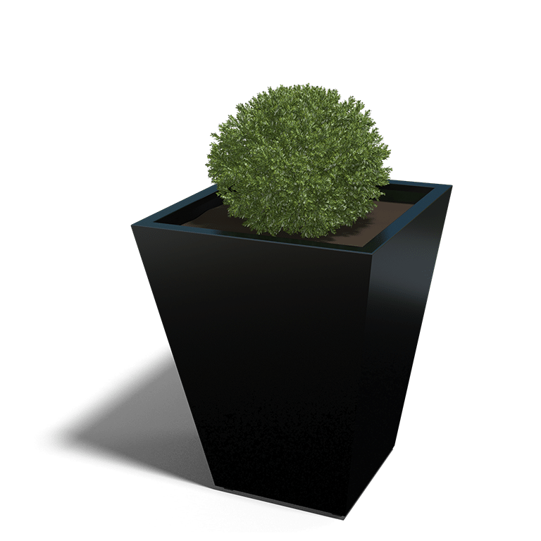 Powder-coated steel cone planters