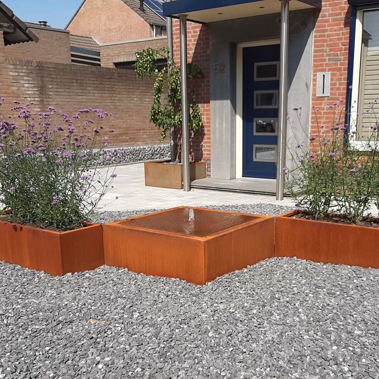Corten steel water table 100 x 100 x 40 cm