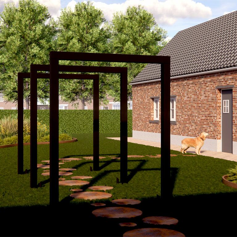 Powder-coated steel pergola straight 200 cm