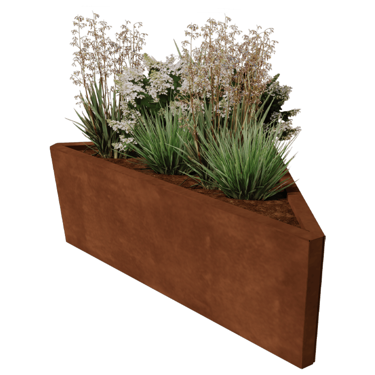 Corten steel planter Alaska isosceles 112 cm