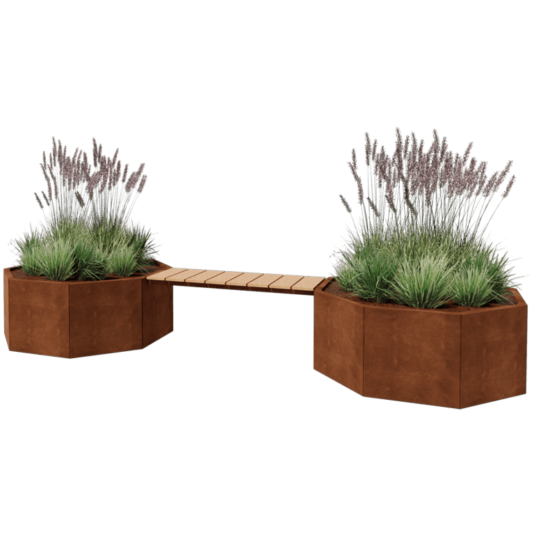 Corten steel planter with bench Vegas Chicago