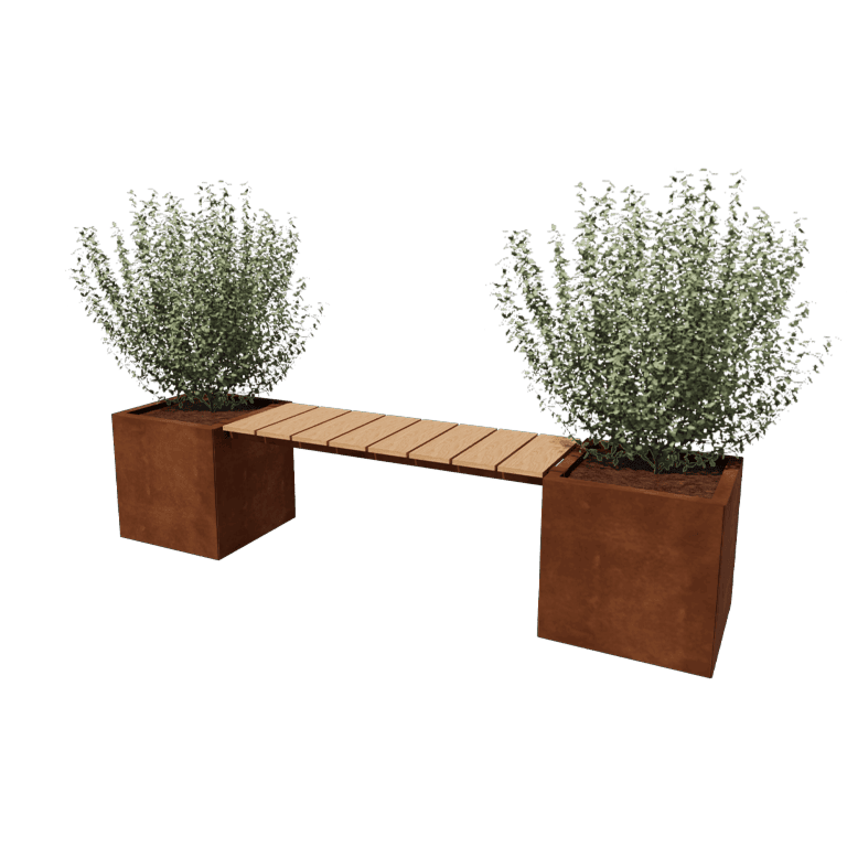 Corten steel planter with bench Vegas Miami