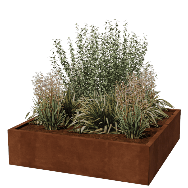 Corten steel planter Miami 120 x 120 cm