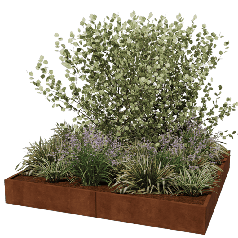 Corten steel planter Miami xxl 240 x 240 cm