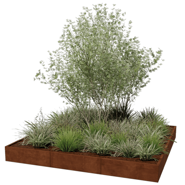 Corten steel planter Miami xxl 300 x 300 cm