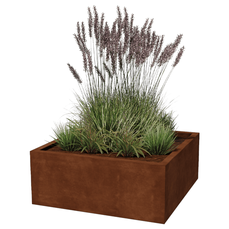 Corten steel welded planters Montana 100 x 100 x 40 cm
