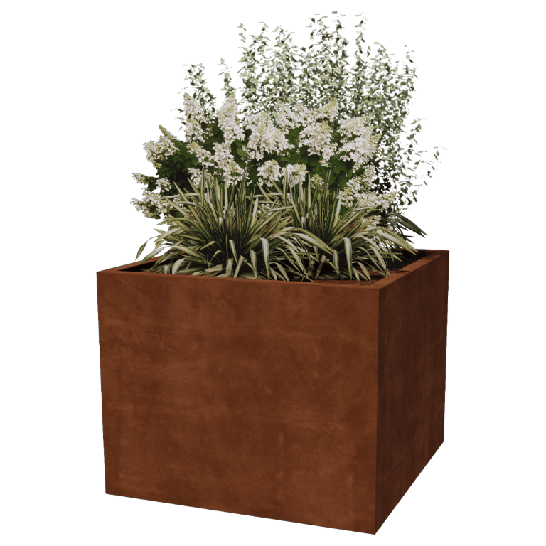Corten steel welded planters Montana 100 x 100 x 80 cm