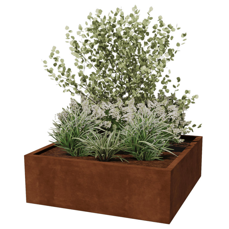 Corten steel welded planters Montana 120 x 120 x 40 cm