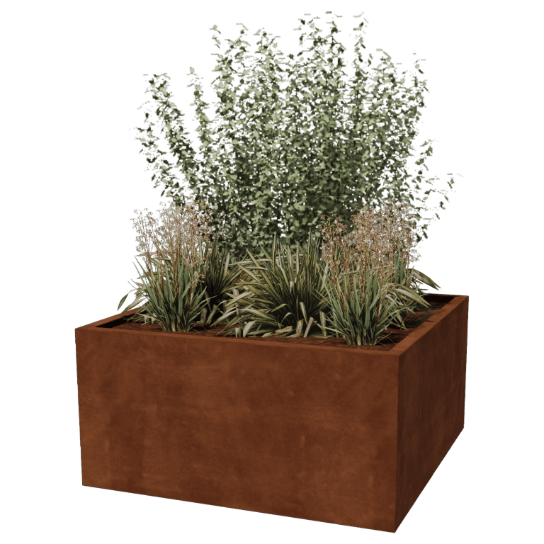 Corten steel welded planters Montana 120 x 120 x 60 cm