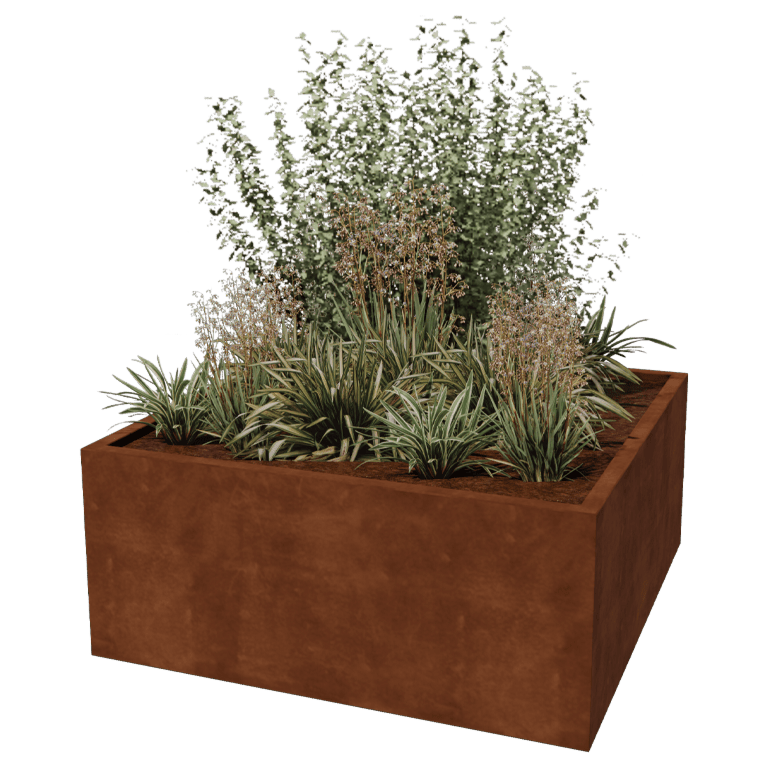 Corten steel welded planters Montana 140 x 140 x 60 cm