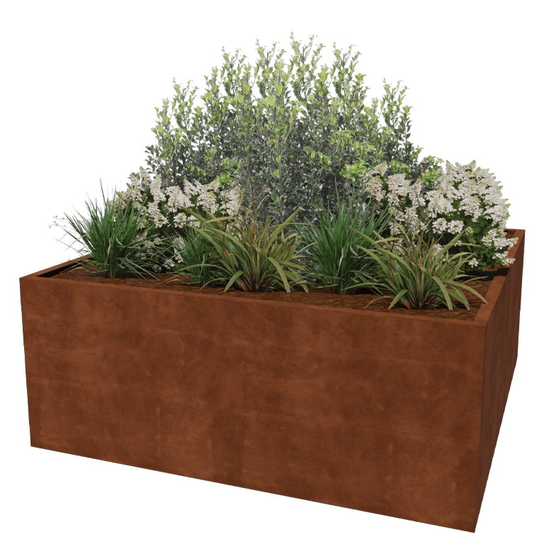 Corten steel welded planters Montana 200 x 200 x 80 cm