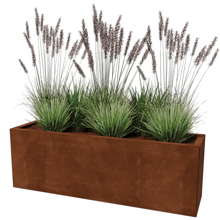Corten steel planter Texas 30 x 120 cm