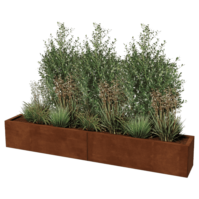 Corten steel planter Texas xxl 200 x 30 cm