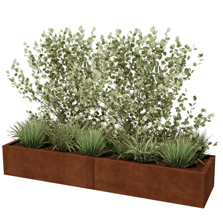 Corten steel planter Texas xxl 200 x 50 cm