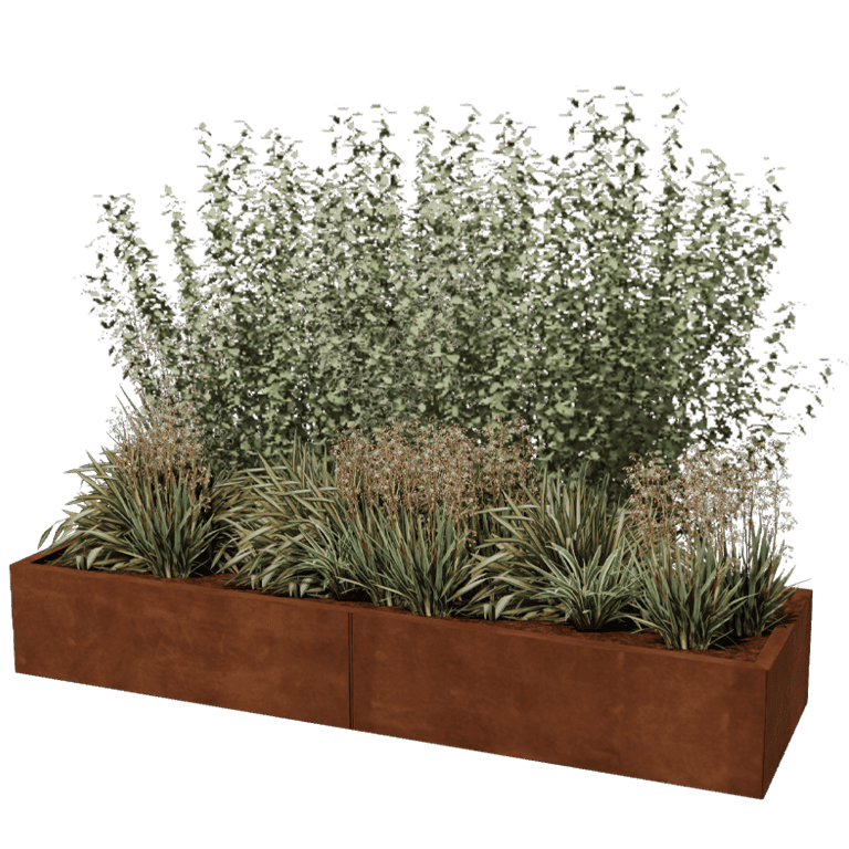 Corten steel planter Texas xxl 200 x 60 cm