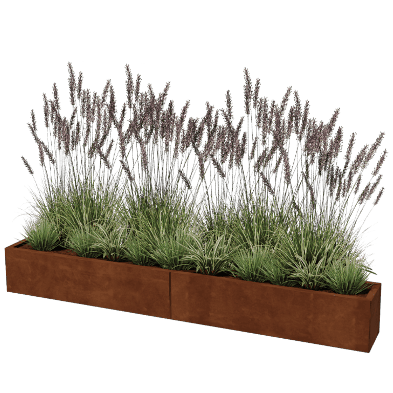 Corten steel planter Texas xxl 240 x 30 cm