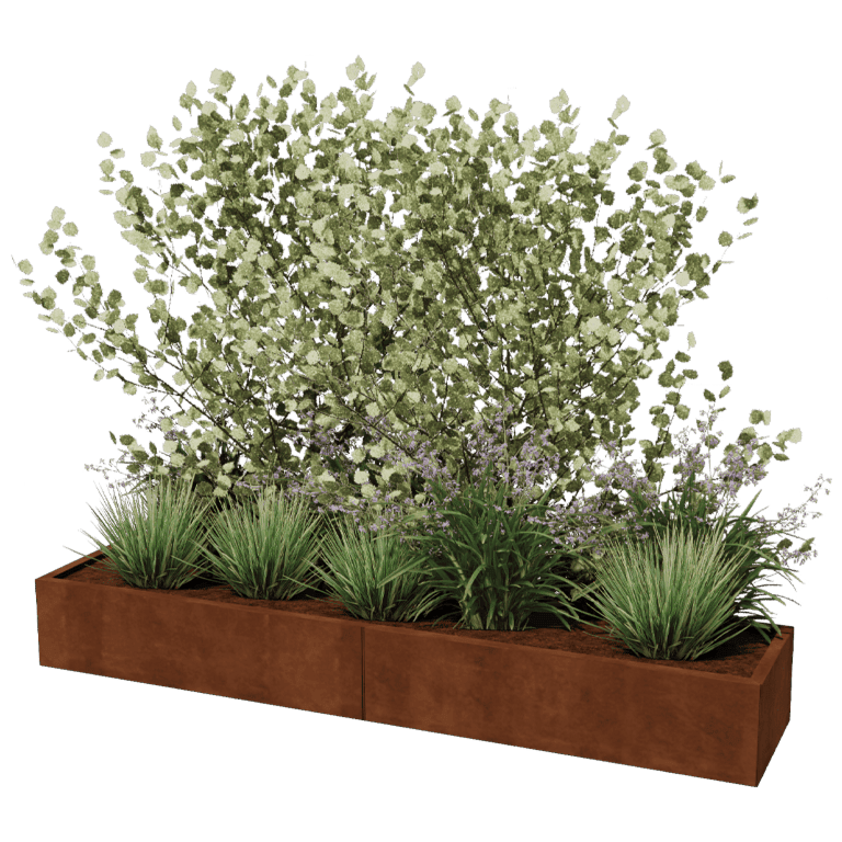 Corten steel planter Texas xxl 240 x 50 cm