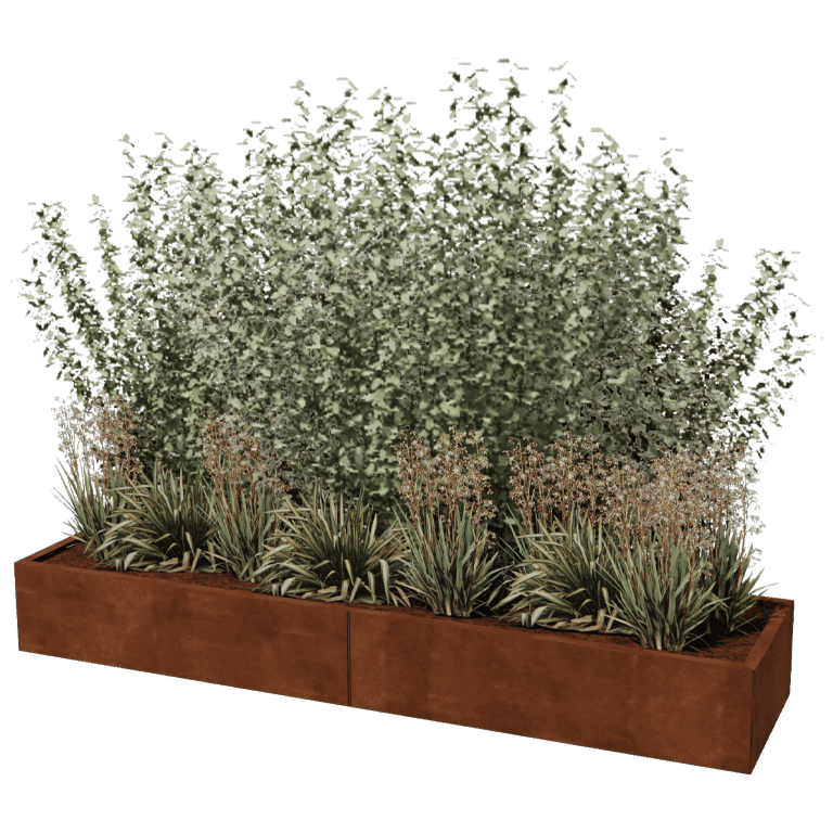 Corten steel planter Texas xxl 240 x 60 cm