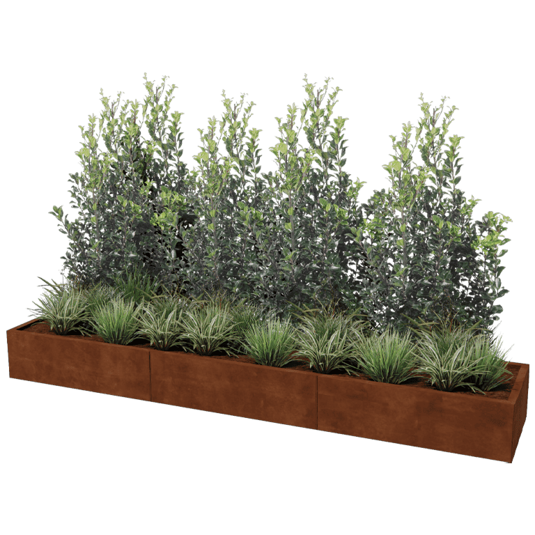 Corten steel planter Texas xxl 300 x 60 cm
