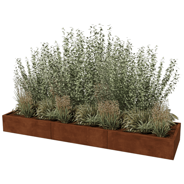 Corten steel planter Texas xxl 300 x 80 cm