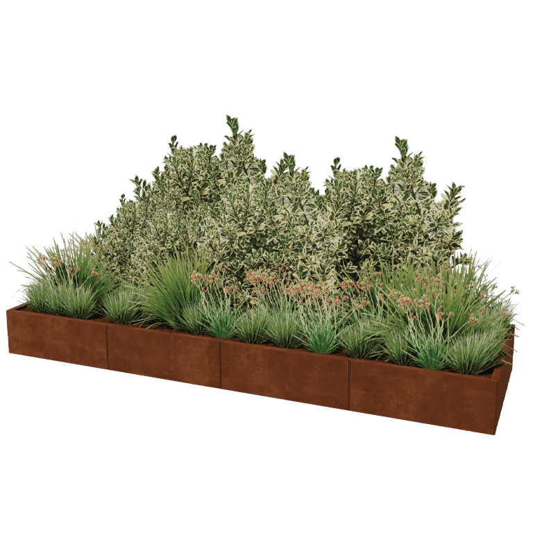 Corten steel planter Texas xxl 320 x 100 cm