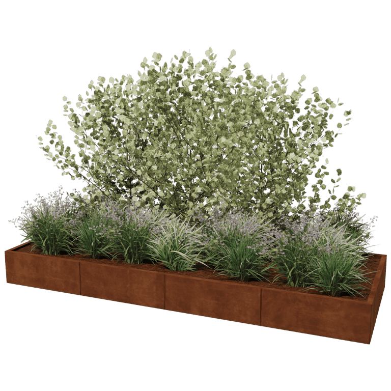 Corten steel planter Texas xxl 320 x 120 cm