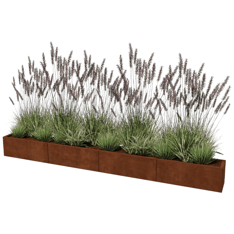Corten steel planter Texas xxl 320 x 30 cm