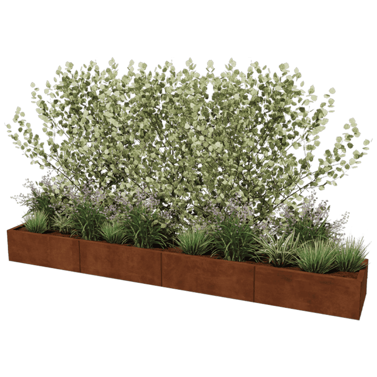 Corten steel planter Texas xxl 320 x 50 cm