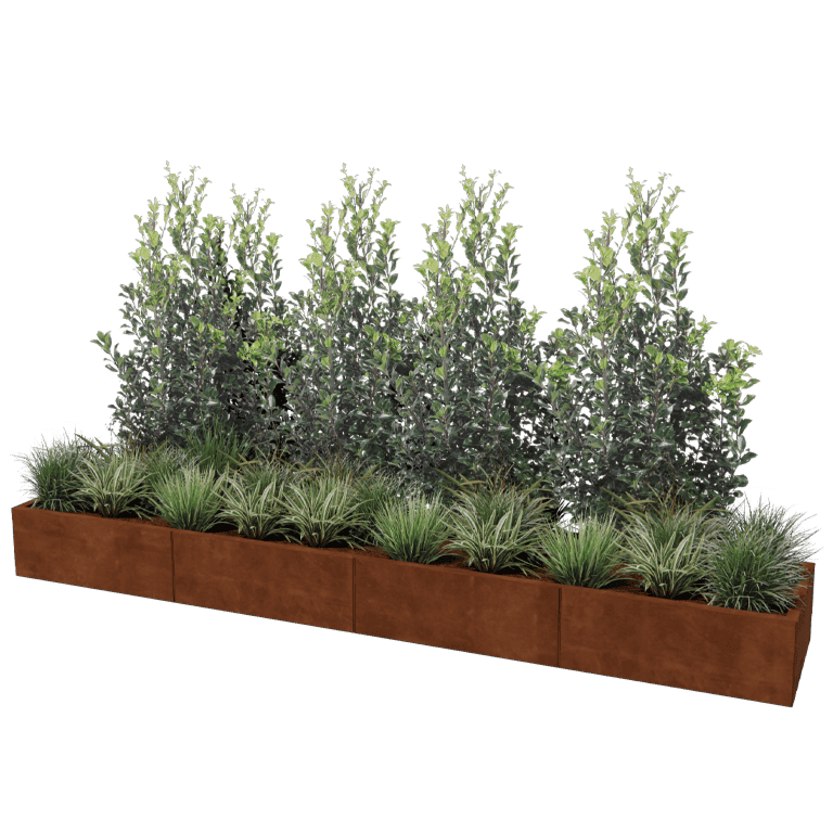 Corten steel planter Texas xxl 320 x 60 cm