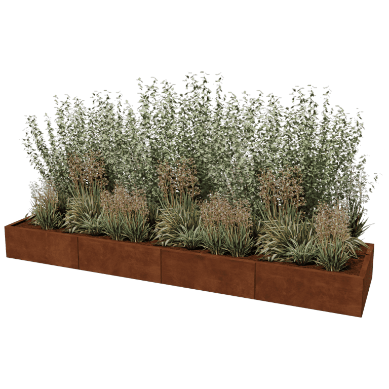 Corten steel planter Texas xxl 320 x 80 cm