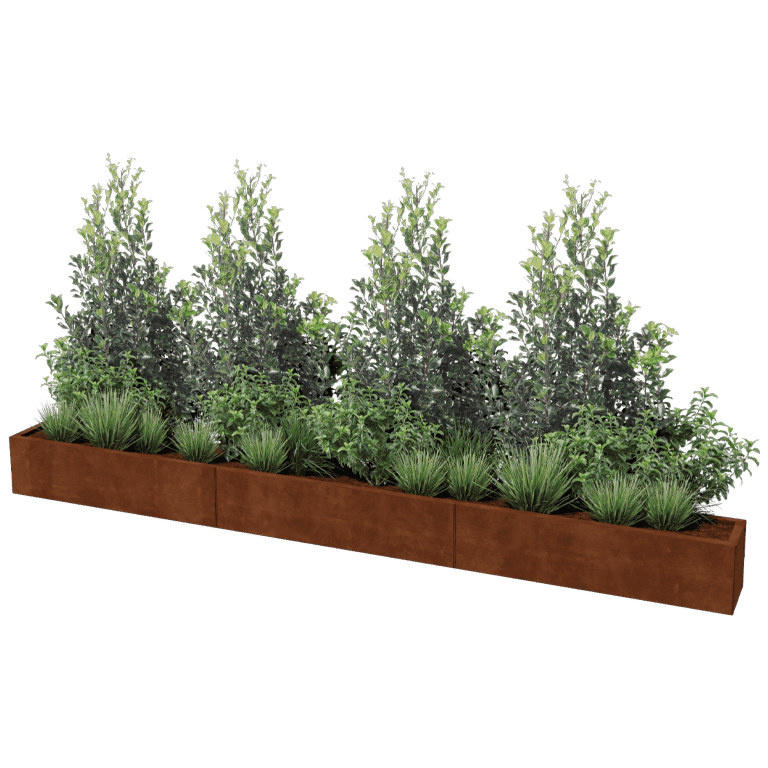 Corten steel planter Texas xxl 360 x 30 cm