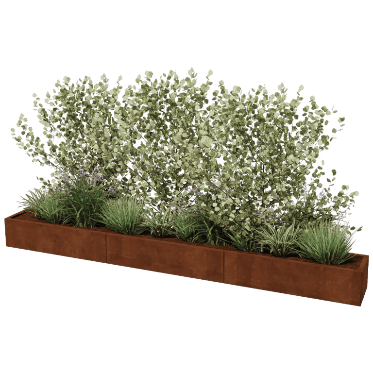 Corten steel planter Texas xxl 360 x 40 cm