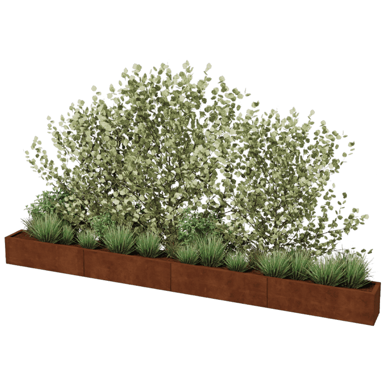 Corten steel planter Texas xxl 400 x 30 cm