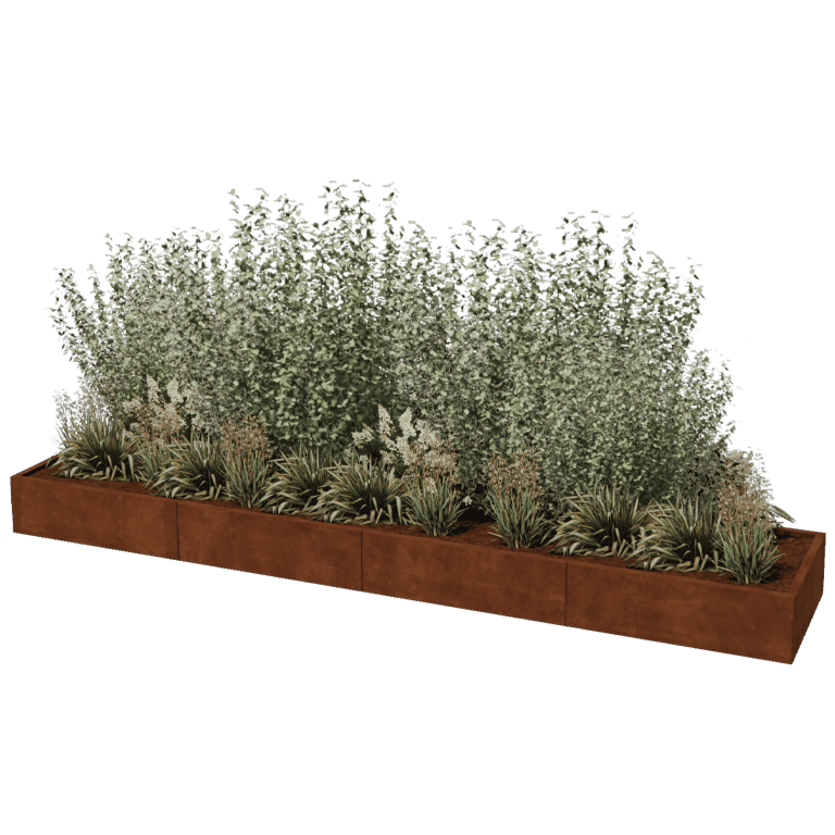 Corten steel planter Texas xxl 400 x 80 cm