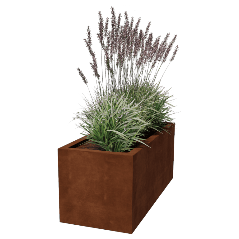 Corten steel welded planters Montana 120 x 50 x 50 cm