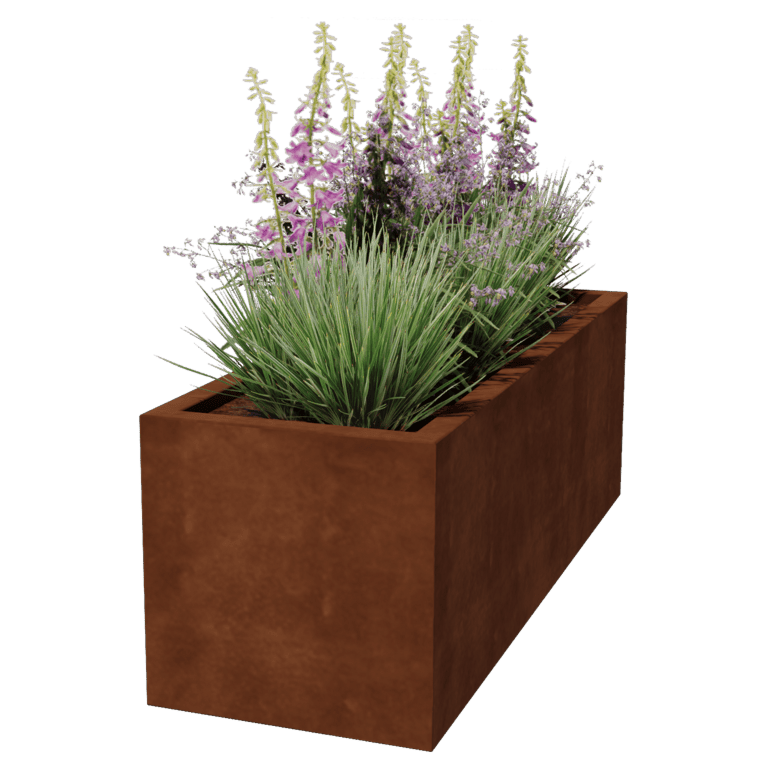 Corten steel welded planters Montana 150 x 50 x 50 cm