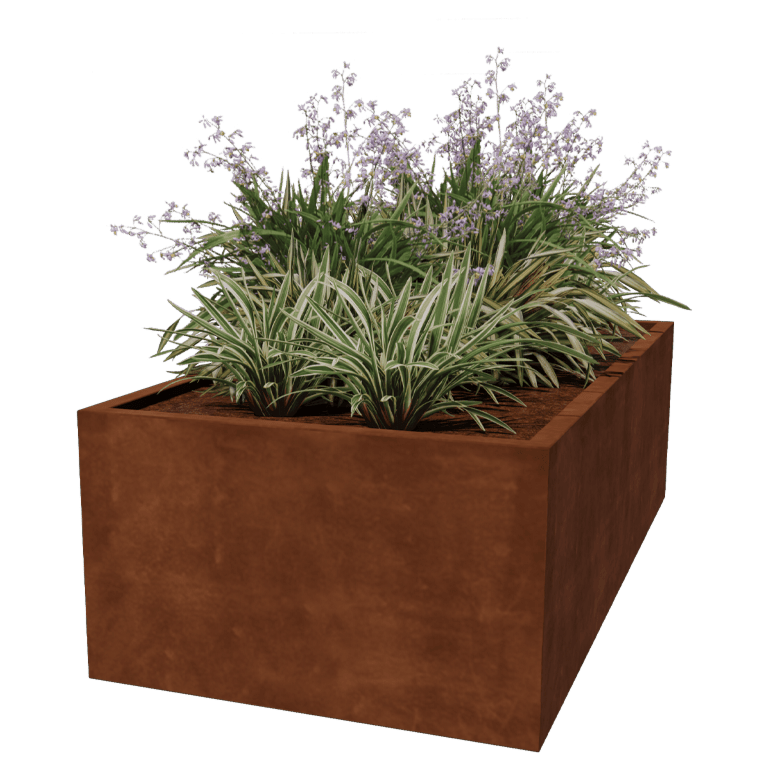 Corten steel welded planters Montana 200 x 100 x 60 cm