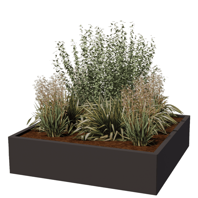 Powder coated steel planter Miami 120 x 120 cm