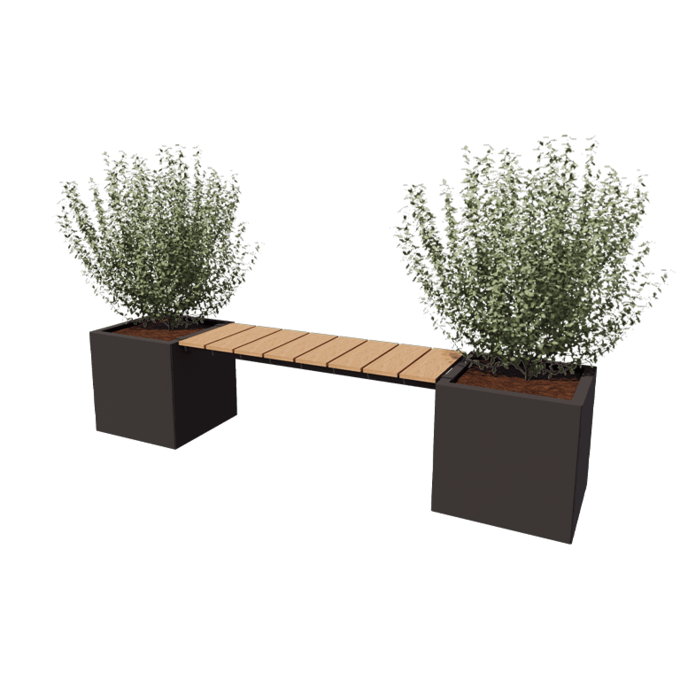 Powder coated steel planter with bench Vegas Miami
