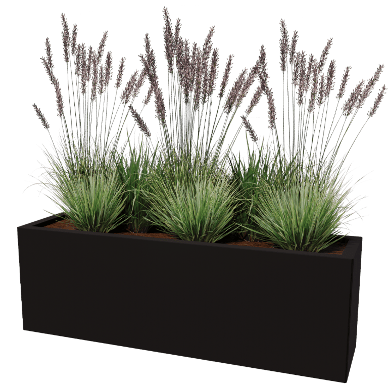 Powder coated steel planter Texas 30 x 120 cm
