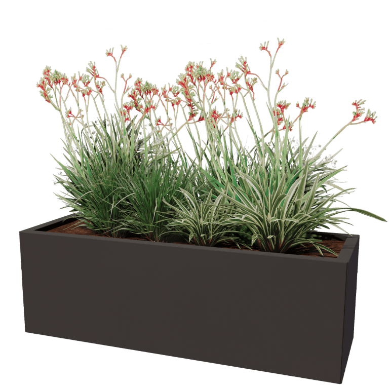 Powder coated steel planter Texas 40 x 120 cm
