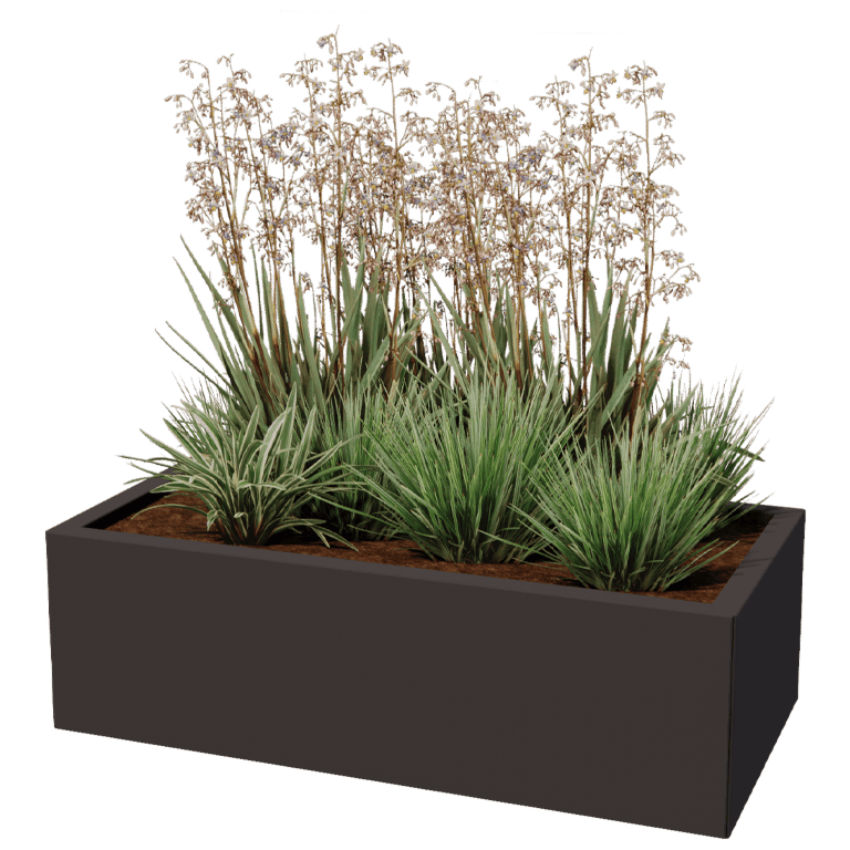 Powder coated steel planter Texas 50 x 100 cm