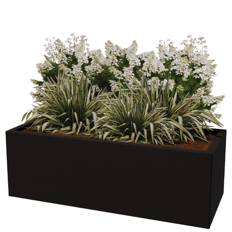 Powder coated steel planter Texas 50 x 120 cm