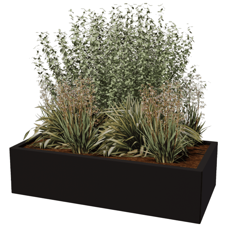 Powder coated steel planter Texas 60 x 120 cm
