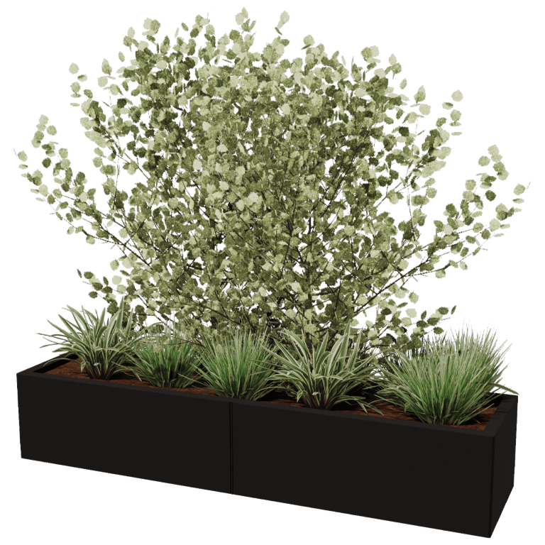 Powder coated steel planter Texas xxl 160 x 40 cm