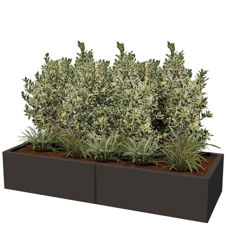 Powder coated steel planter Texas xxl 160 x 60 cm