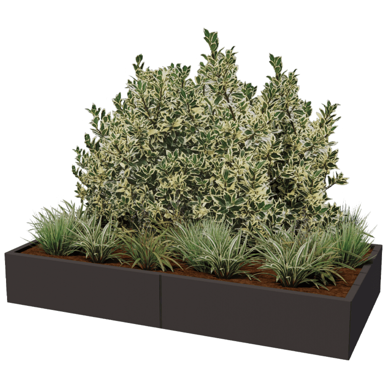 Powder coated steel planter Texas xxl 200 x 100 cm