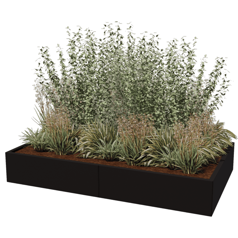 Powder coated steel planter Texas xxl 200 x 120 cm