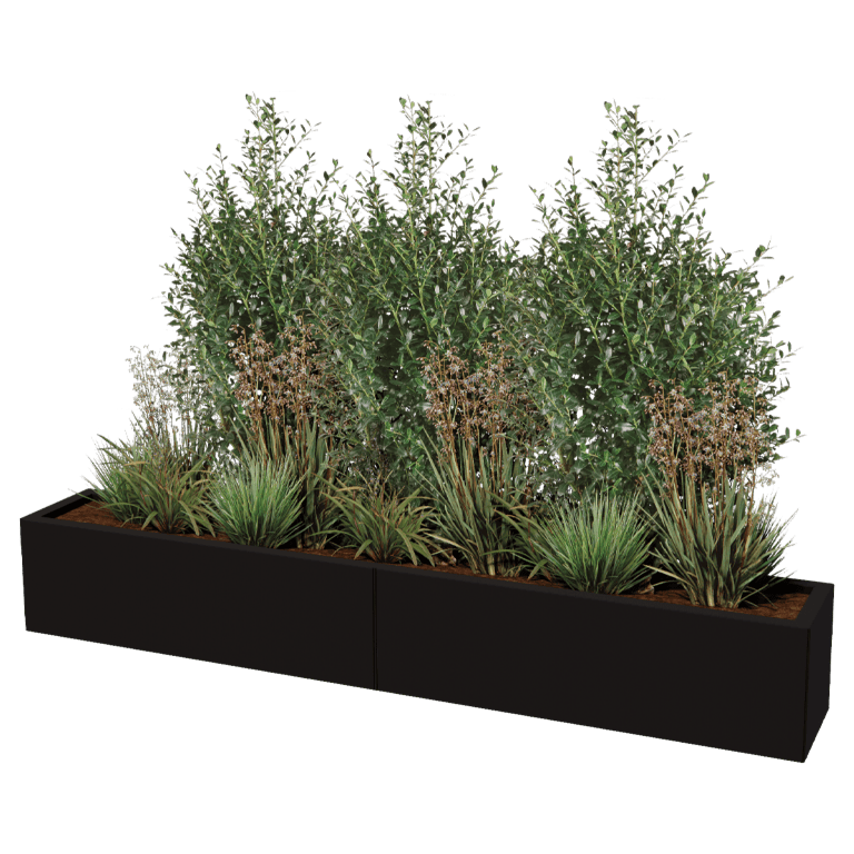 Powder coated steel planter Texas xxl 200 x 30 cm